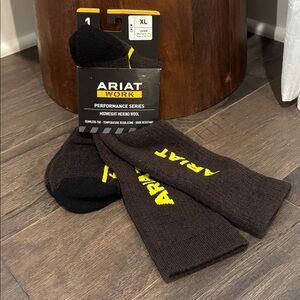 Ariat Merino Wool Work Performance Series,Midweight,arch support crew socks XL